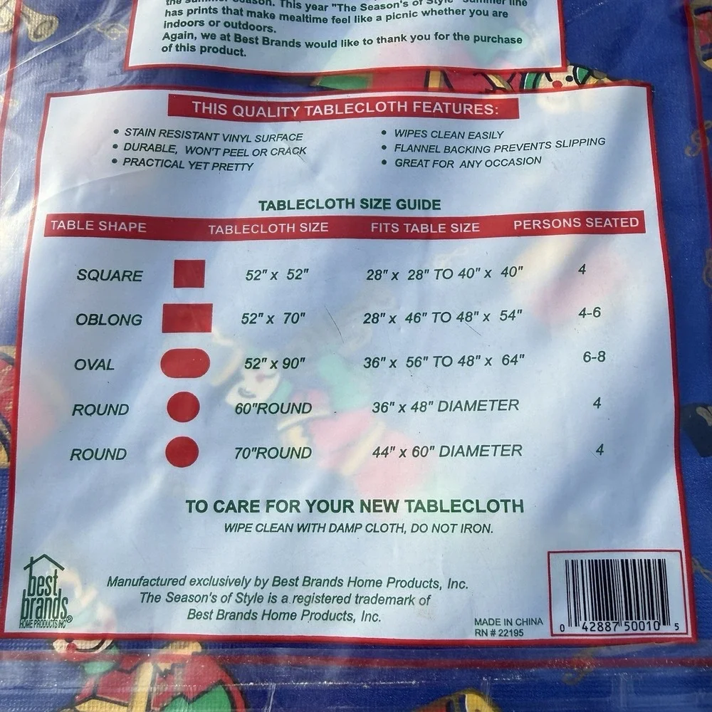 Vintage Christmas Vinyl Flannel Back Tablecloth 52x90